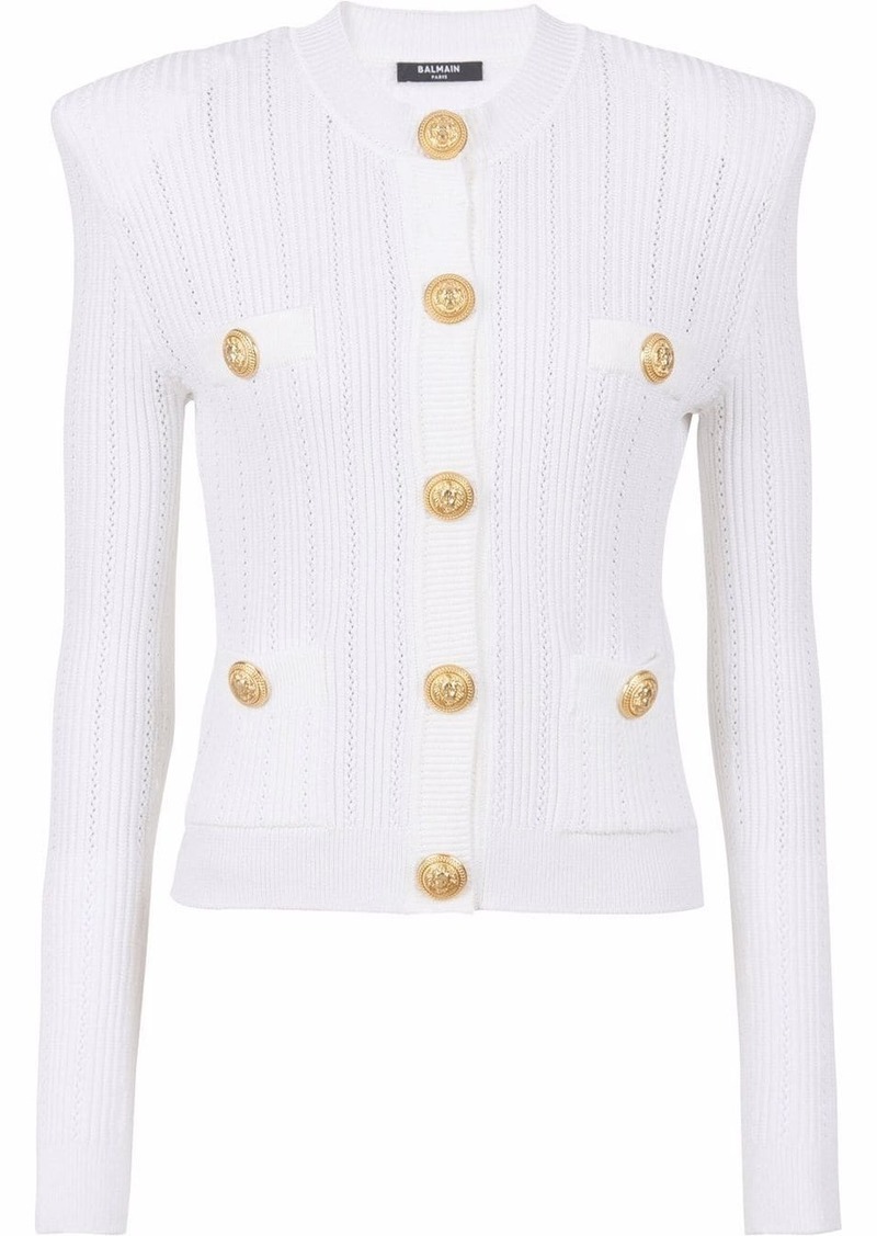 Balmain fine-knit button-fastening cardigan
