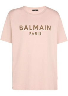 Balmain flocked-logo cotton T-shirt