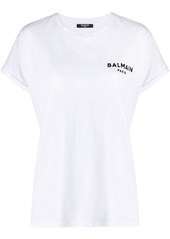 Balmain flocked-logo cotton T-shirt