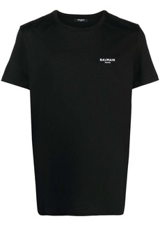 Balmain flocked-logo cotton T-shirt