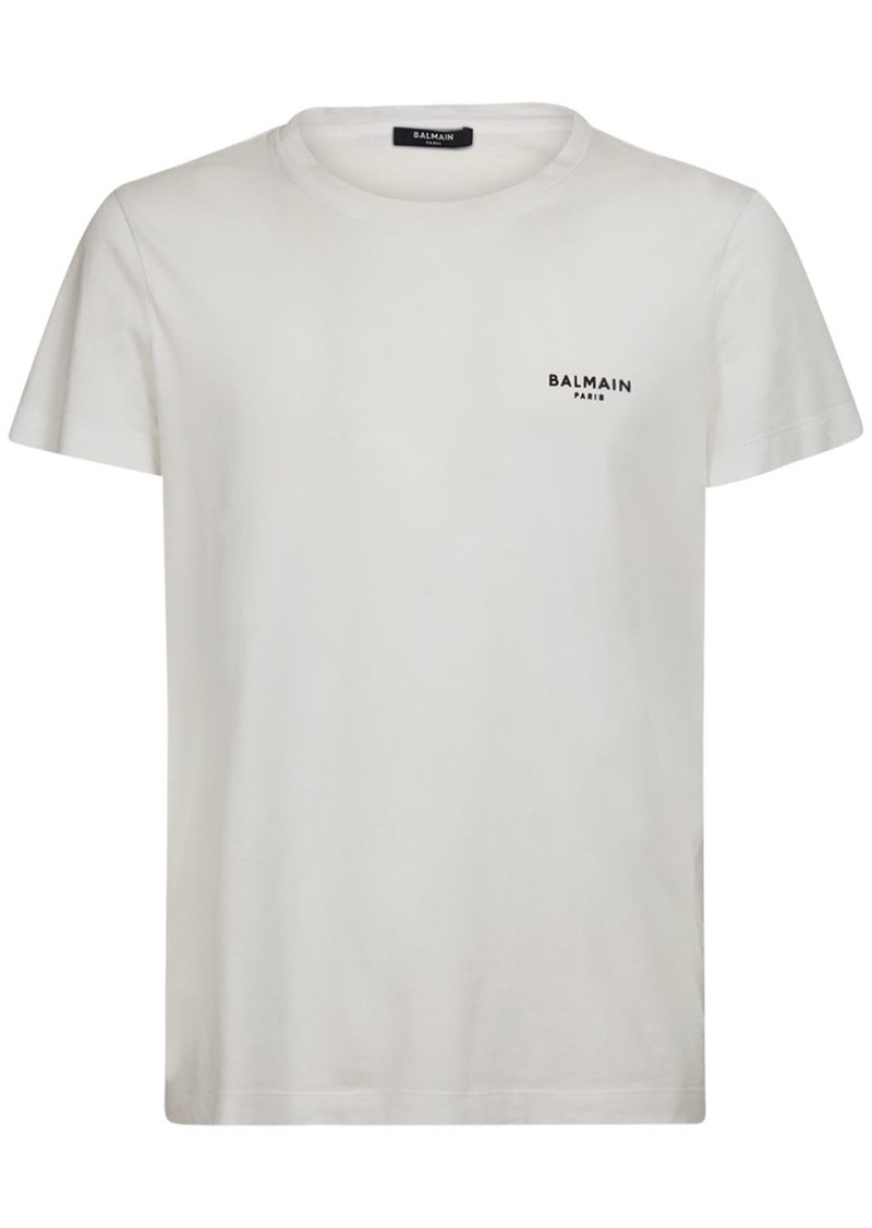 Balmain Flocked Logo Organic Cotton T-shirt