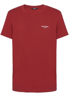 Balmain flocked-logo organic cotton T-shirt