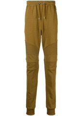 Balmain flocked-logo organic-cotton track trousers