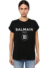 Balmain Flocked New Logo Cotton Jersey T-shirt