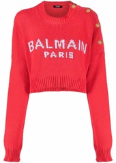 Balmain logo-print cropped jumper