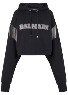 Balmain fringed organic-cotton hoodie