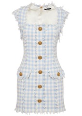 Balmain Gingham Tweed Mini Dress