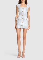 Balmain Gingham Tweed Mini Dress