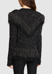 Balmain Glittered Fringed Tweed Jacket