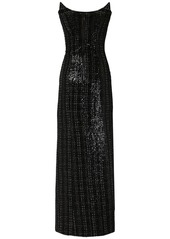 Balmain Glittered Tweed Long Bustier Dress