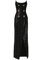 Balmain Glittered Tweed Long Bustier Dress