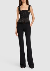 Balmain Glittered Tweed Square Neck Top