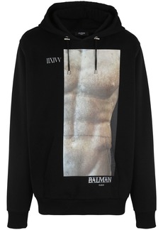 Balmain graphic-print cotton hoodie