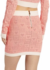 Balmain Heart Pointelle-Knit Miniskirt