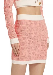 Balmain Heart Pointelle-Knit Miniskirt