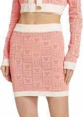 Balmain Heart Pointelle-Knit Miniskirt