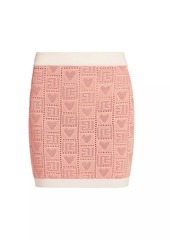 Balmain Heart Pointelle-Knit Miniskirt