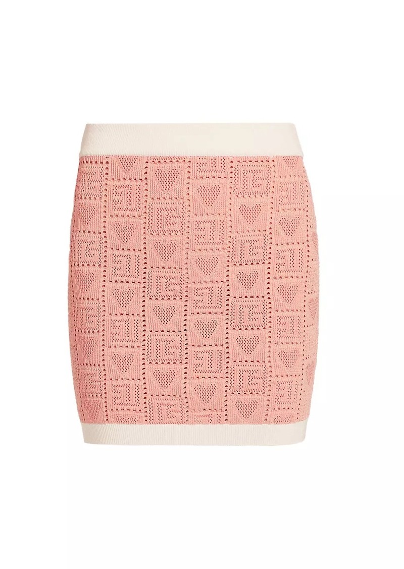 Balmain Heart Pointelle-Knit Miniskirt