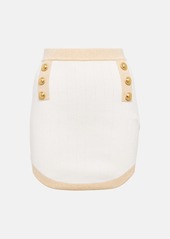 Balmain Embellished ribbed-knit miniskirt