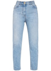 Balmain High Rise Slim Cotton Denim Jeans