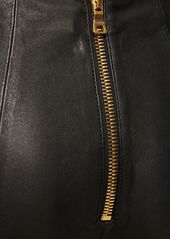 Balmain High Waist Leather Skinny Pants