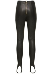 Balmain High Waist Leather Skinny Pants