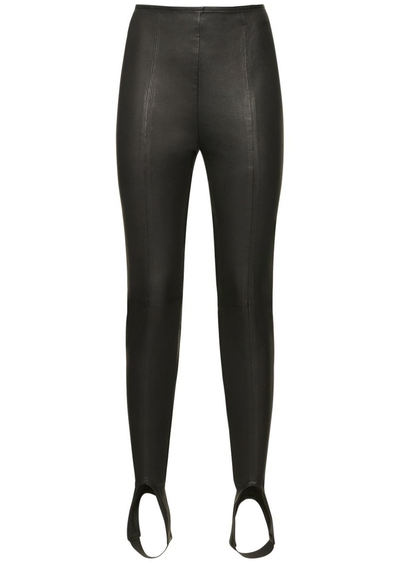 Balmain High Waist Leather Skinny Pants