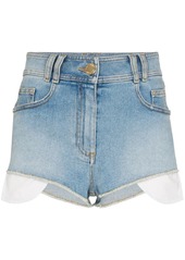 Balmain high waist logo-embroidered mini shorts