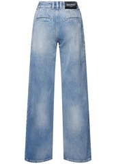 Balmain High Waist Pleated Denim Loose Jeans