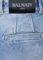 Balmain High Waist Pleated Denim Loose Jeans