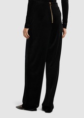 Balmain High Waist Pleated Velvet Loose Pants