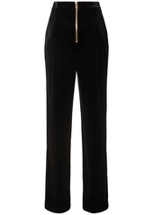 Balmain High Waist Pleated Velvet Loose Pants