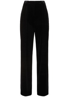 Balmain High Waist Pleated Velvet Loose Pants