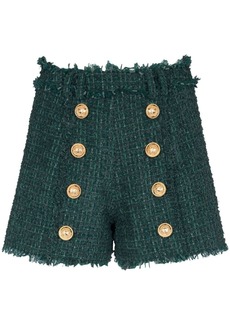 Balmain button-detail tweed shorts