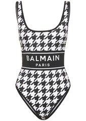 Balmain Houndstooth Print One Piece Swimsuit