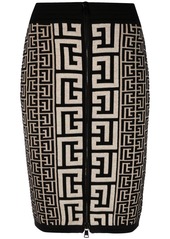 Balmain intarsia-knit midi skirt