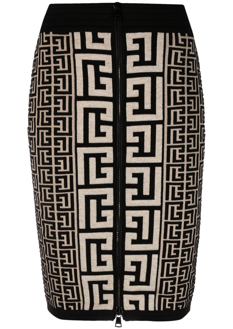 Balmain intarsia-knit midi skirt