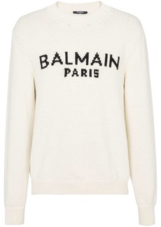 Balmain jacquard logo knitted jumper