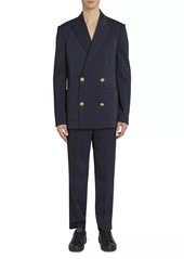 Balmain Jacquard Logo Satin Straight-Leg Pants