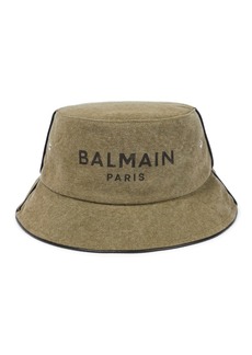 Balmain Leather-trimmed canvas bucket hat
