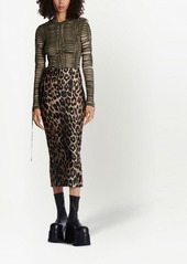 Balmain leopard-print straight skirt