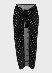 Balmain Logo Buckle Polka Dot Pareo Coverup 