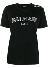 Balmain logo buttoned T-shirt