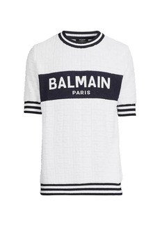 Balmain Logo Cotton & Wool-Blend Knit T-Shirt