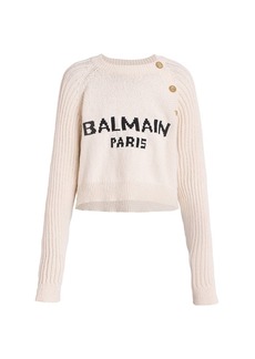 Balmain Logo Cotton-Blend Cropped Sweater