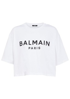Balmain Logo cotton jersey cropped T-shirt