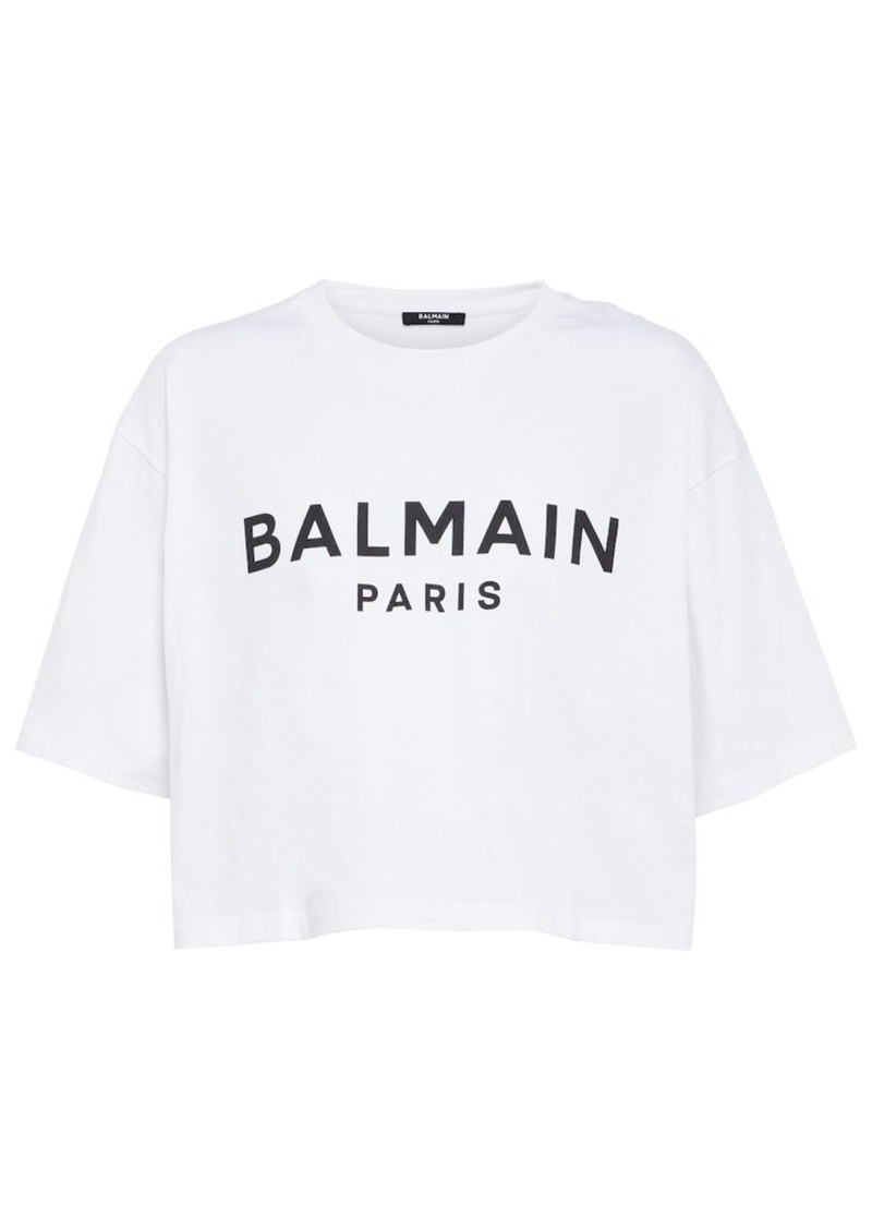 Balmain Logo cotton jersey cropped T-shirt