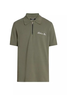 Balmain Logo-Embroidered Cotton Quarter-Zip Polo Shirt