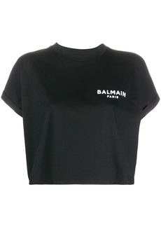 Balmain logo-embroidered cropped T-shirt