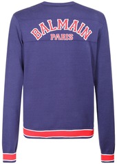 Balmain Logo Intarsia Cotton Knit Sweater